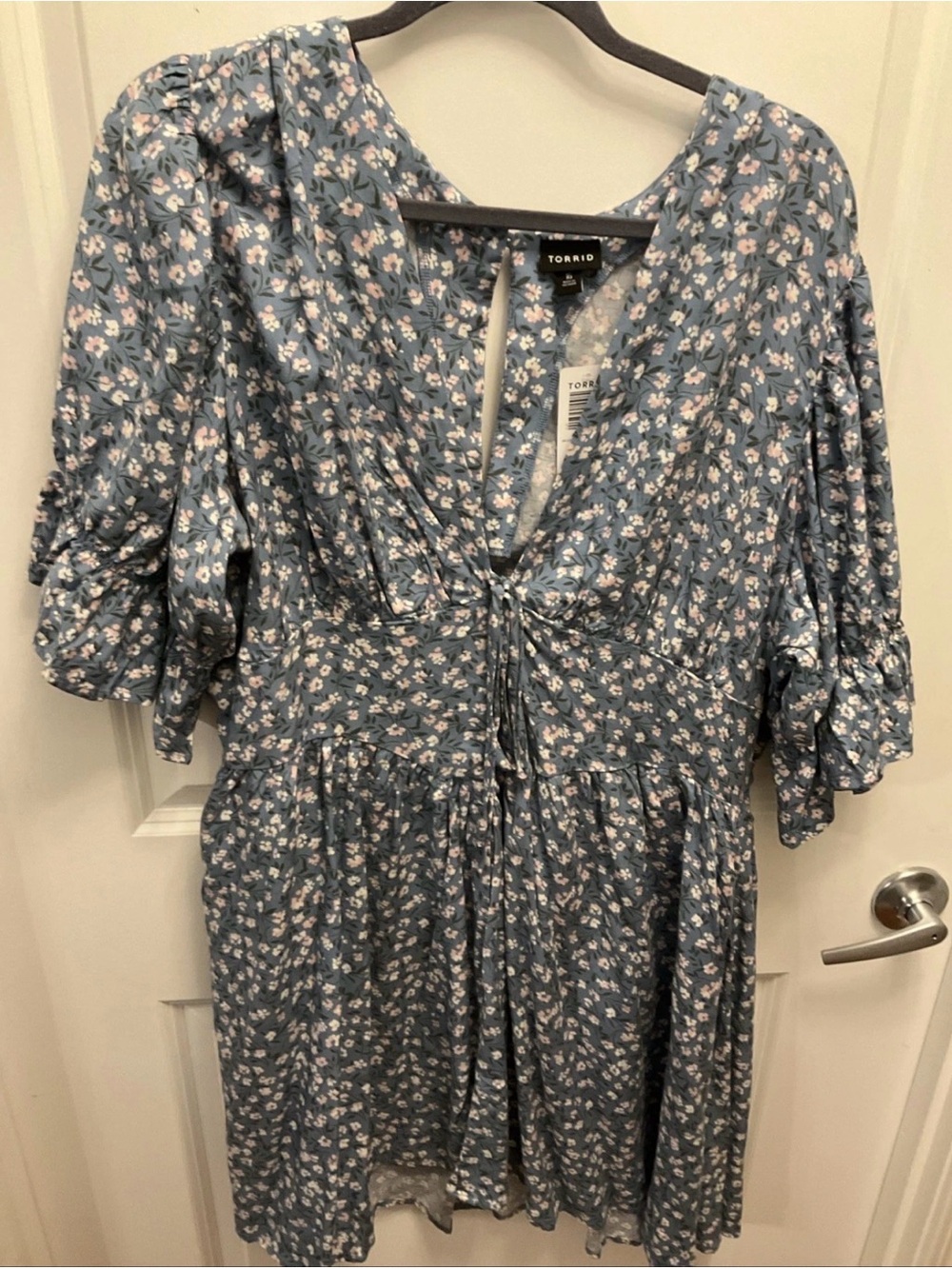 Torrid Blue Floral Tie-Front Mini Dress